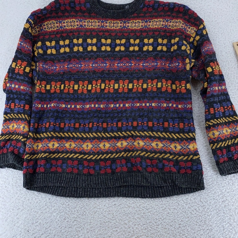 Vintage Structure Fair‎ Isle Geometric Heavy Knit Sweater XL 90s Cottagecore